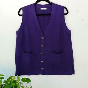 DUMA Hand Loomed Button Front Sleeveless Sweater Vest with Pockets XL